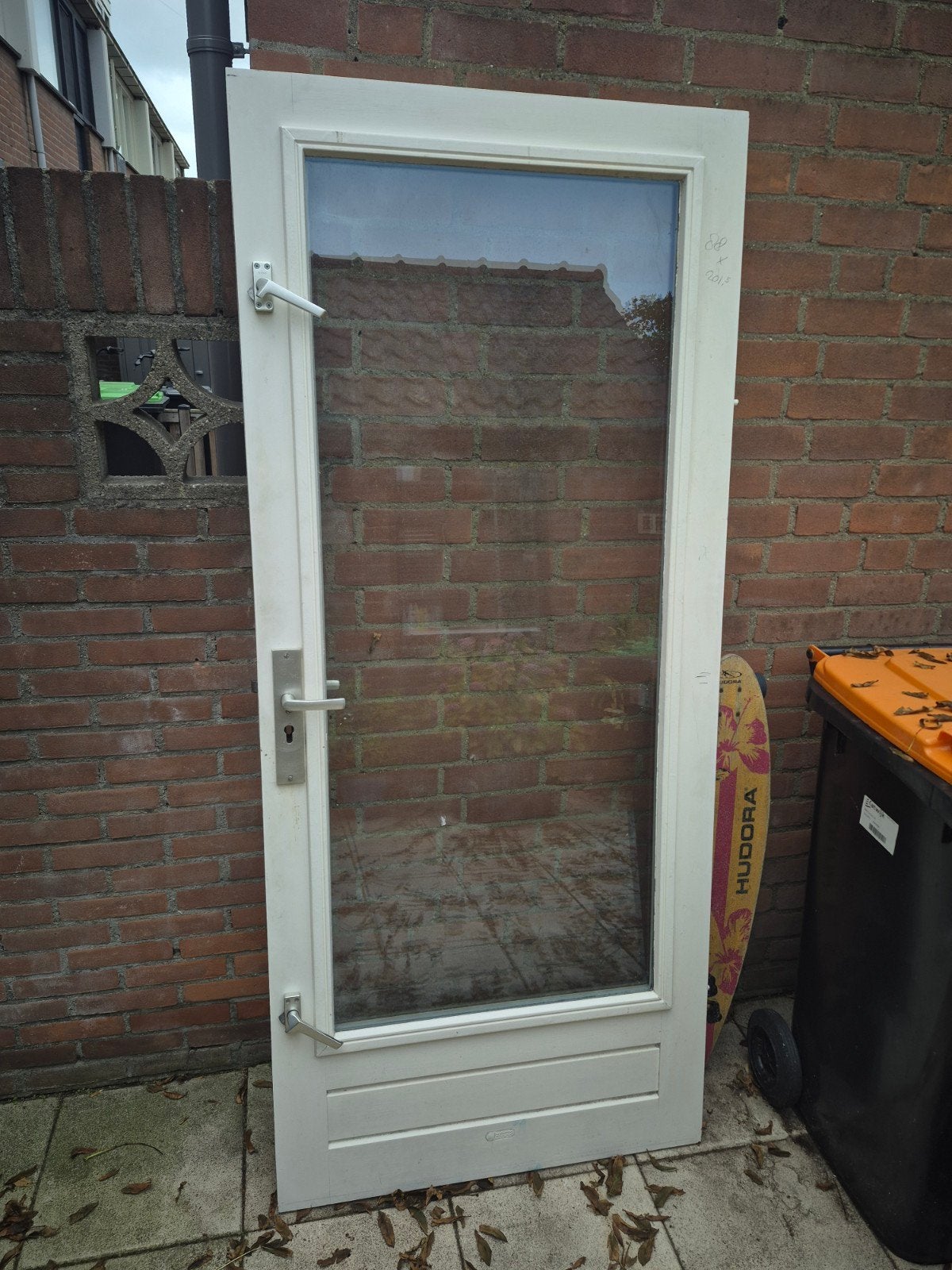 Witte buitendeur met glas, 88x201,5 cm, Doe-het-zelf en Verbouw, Deuren en Horren, Ophalen of Verzenden