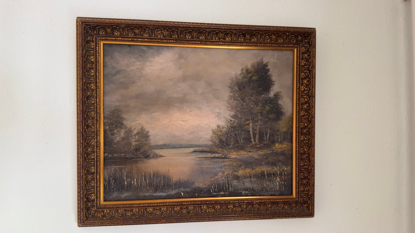 Schilderij Jarel - Landschap met water en bomen, Ophalen, Doek, Gesigneerd, Landschap