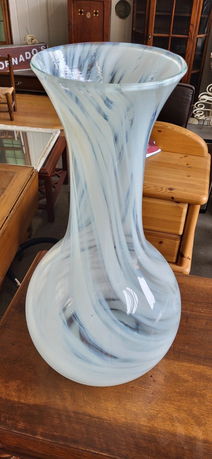 Grote design vaas van opaalglas - wit kosta boda, Ophalen of Verzenden