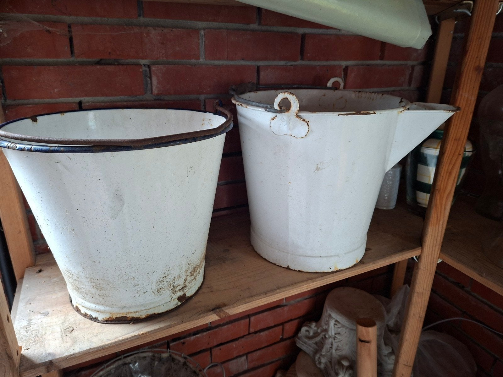 2 vintage emaille emmers te koop., Antiek en Kunst, Ophalen
