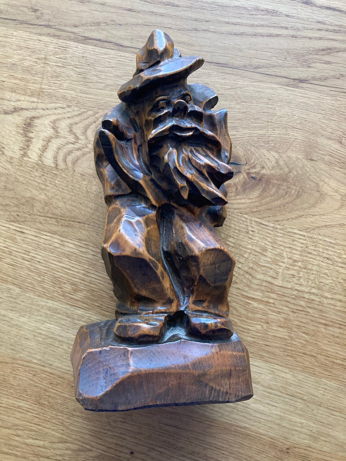 Vintage Houten Beeldje Man met Baard en Hoed - 23 cm, Antiek en Kunst, Kunst | Beelden en Houtsnijwerken, Ophalen of Verzenden