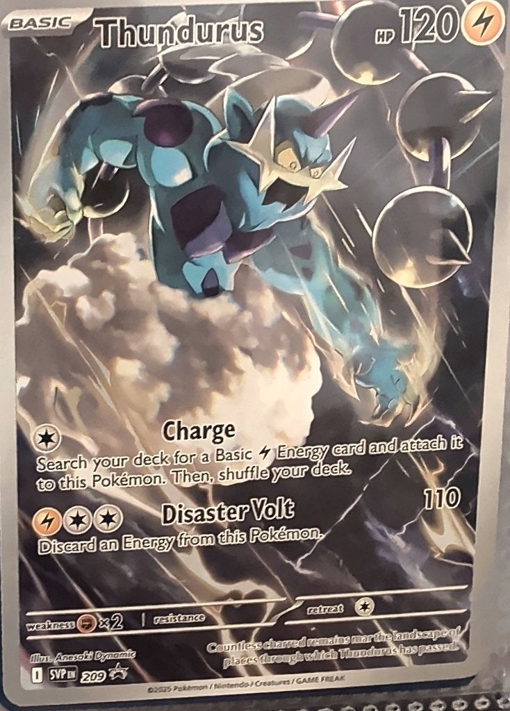 Thundurus Pokémon Kaart - Basic, HP 120, Ophalen of Verzenden, Zo goed als nieuw, Losse kaart, Foil
