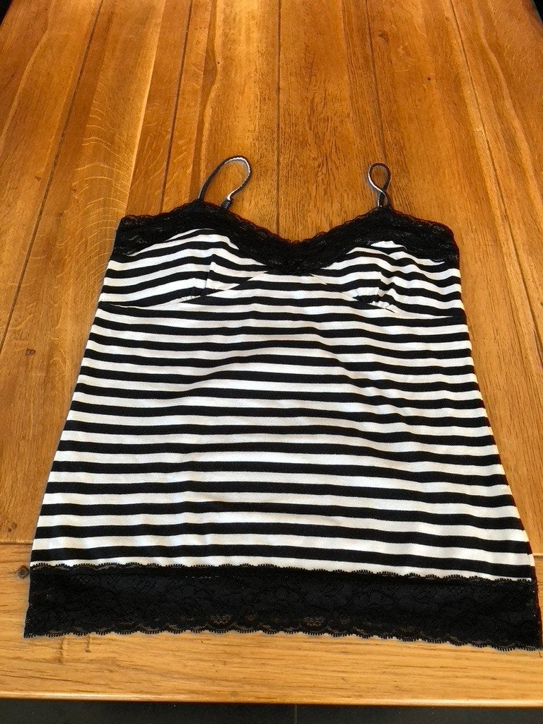 Zwart/wit D-Lite topje, maat L = M, Kleding | Dames, Maat 38/40 (M), Verzenden, Zwart, Zo goed als nieuw