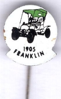 1905 Franklin groen op blik oldtimer speldje ( D_159), Ophalen of Verzenden, Zo goed als nieuw, Transport, Speldje of Pin