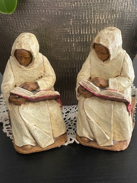 Antieke Boekensteunen : Lezende Monniken jaren 50, Antiek en Kunst, Ophalen of Verzenden