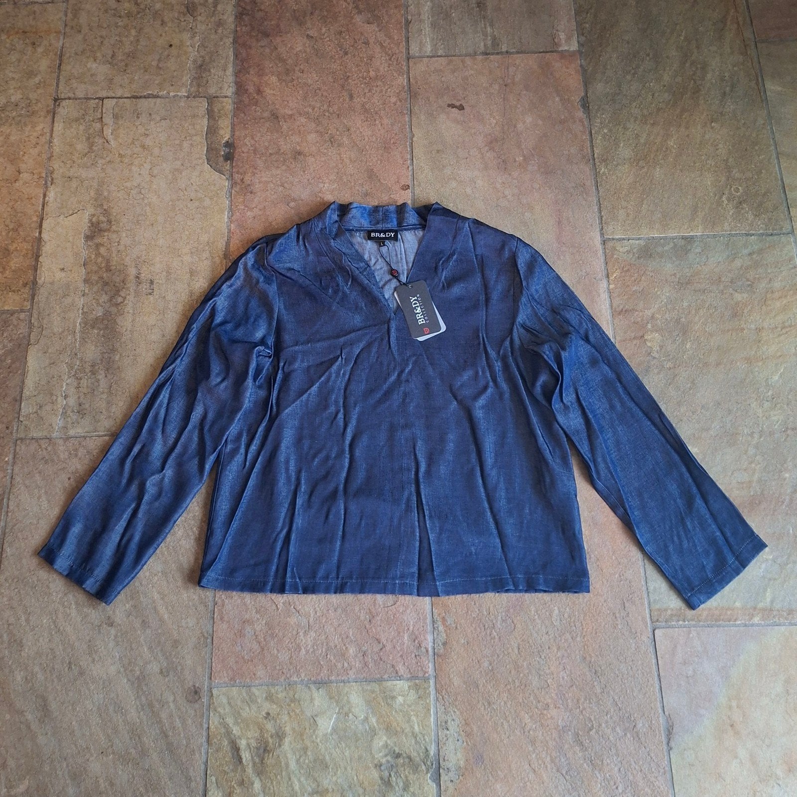 Blauwe Flora blouse BR&DY maat L, Blauw, BR&DY, Maat 42/44 (L), Nieuw