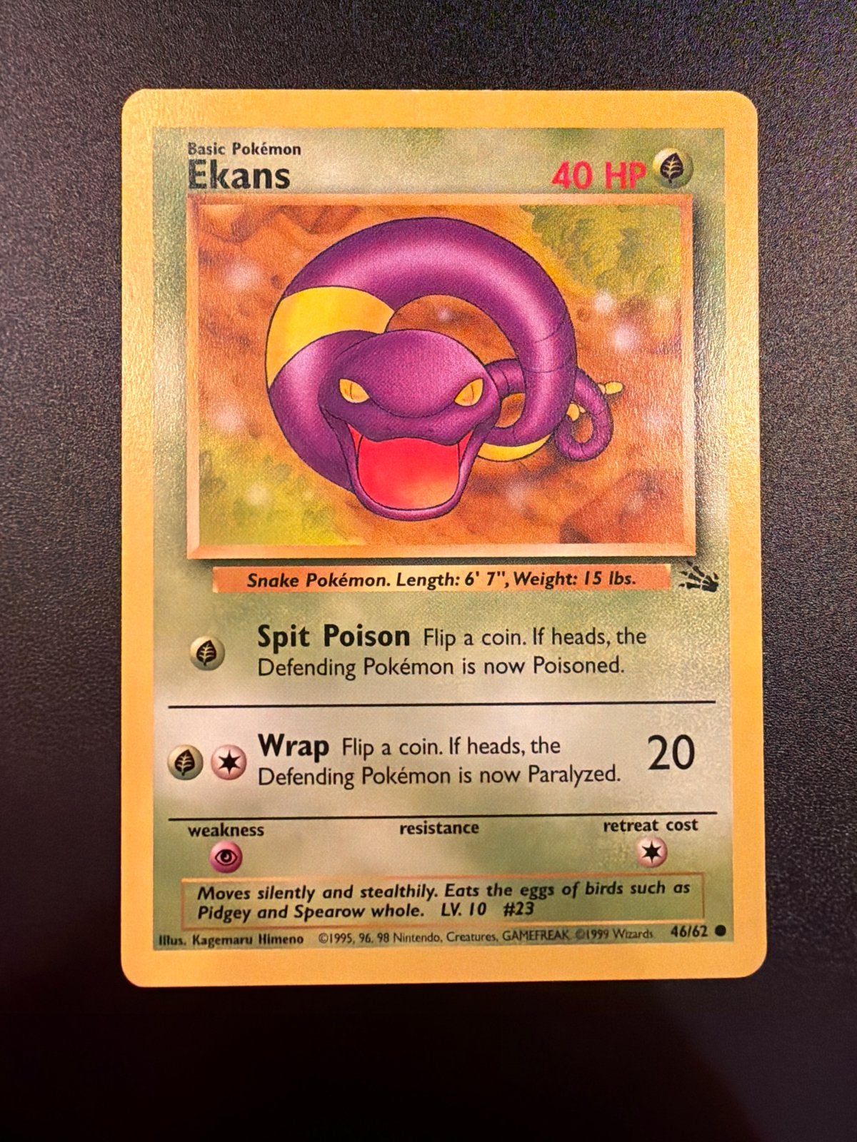 Ekans 46/62 Fossil - Pokémon Kaart, Ophalen of Verzenden, Gebruikt, Losse kaart