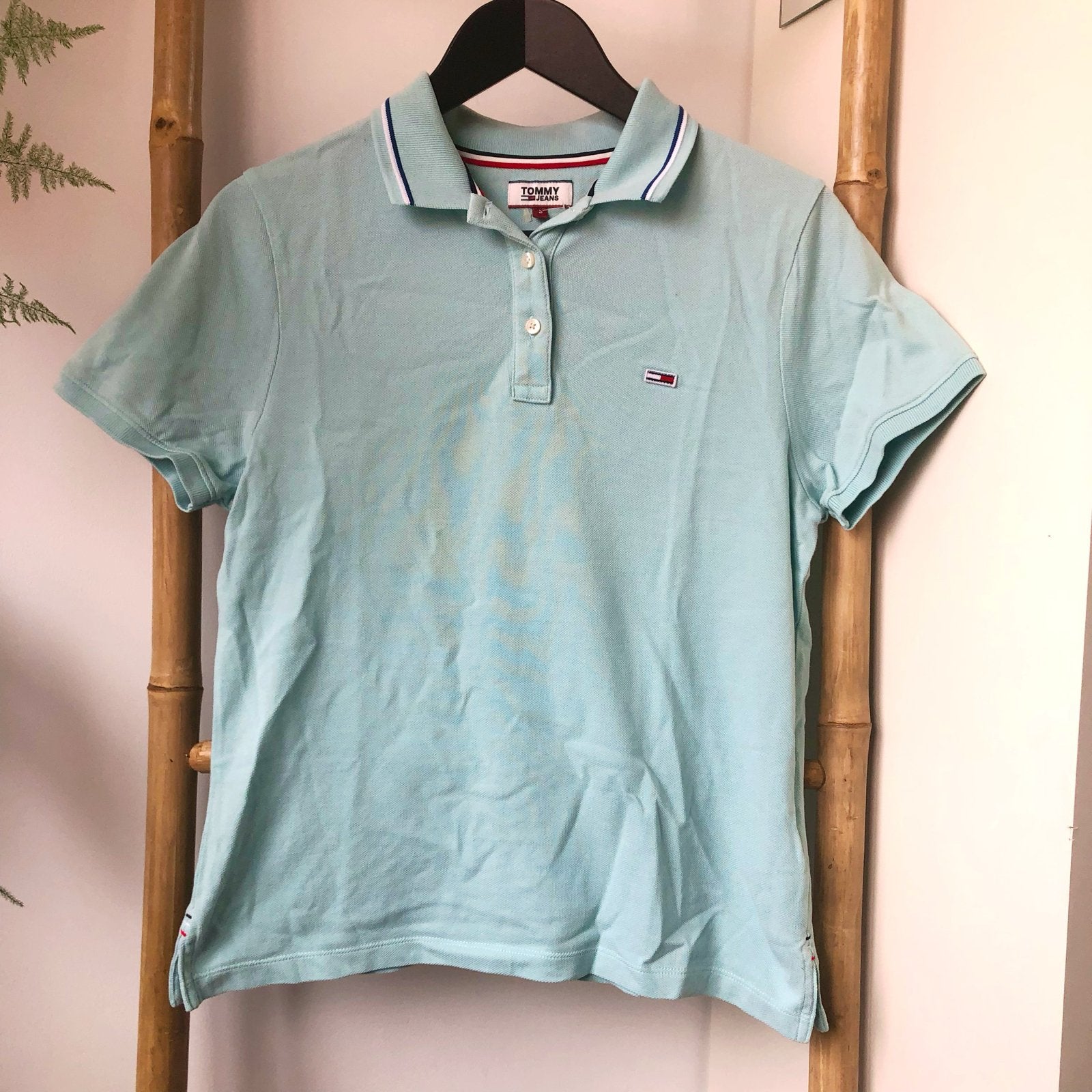 Tommy Jeans Polo Shirt - Lichtblauw - Maat S, Blauw, Ophalen of Verzenden, Zo goed als nieuw, Korte mouw