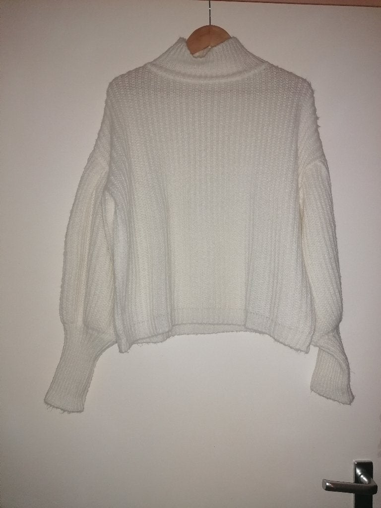 Balloon Sleeve Knit Sweater White, Maat 38/40 (M), RICH., Wit, Ophalen of Verzenden