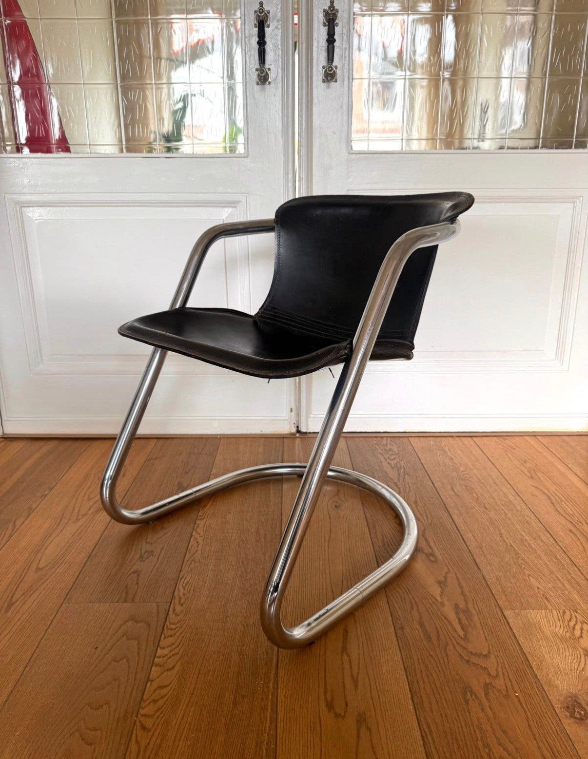Willy rizzo dining chair, Ophalen, Zwart, Leer, Zo goed als nieuw