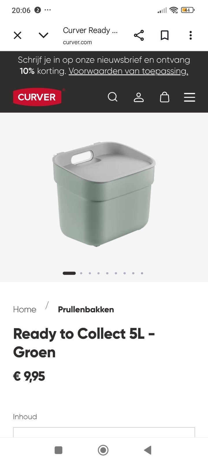 Nieuwe curver Ready to Collect 5L - Groen, Ophalen, Kunststof, Nieuw, Minder dan 10 liter
