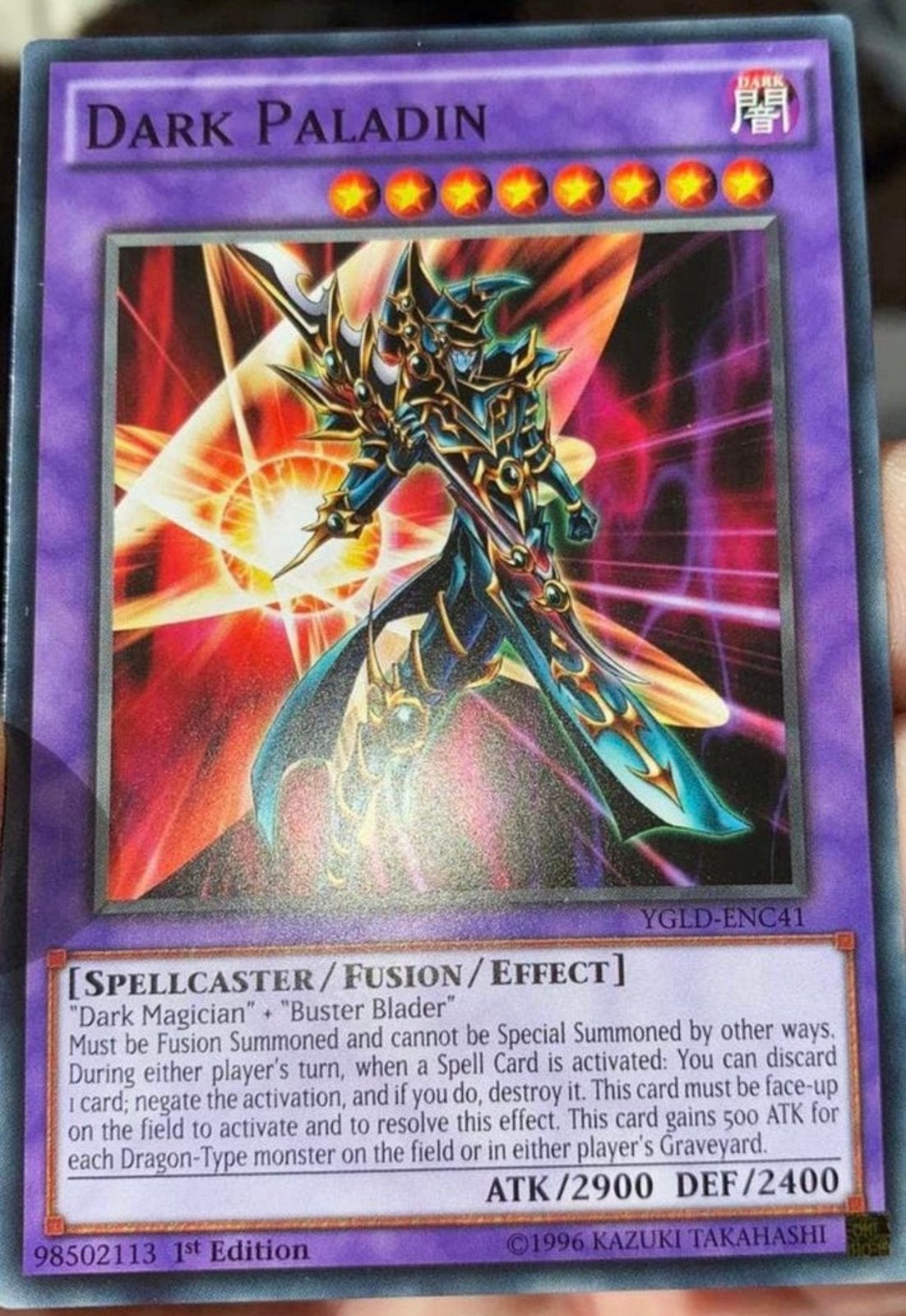 Yu-Gi-Oh! Dark Paladin YGLD 1st Edition !, Hobby en Vrije tijd, Verzamelkaartspellen | Yu-gi-Oh!, Ophalen of Verzenden, Zo goed als nieuw