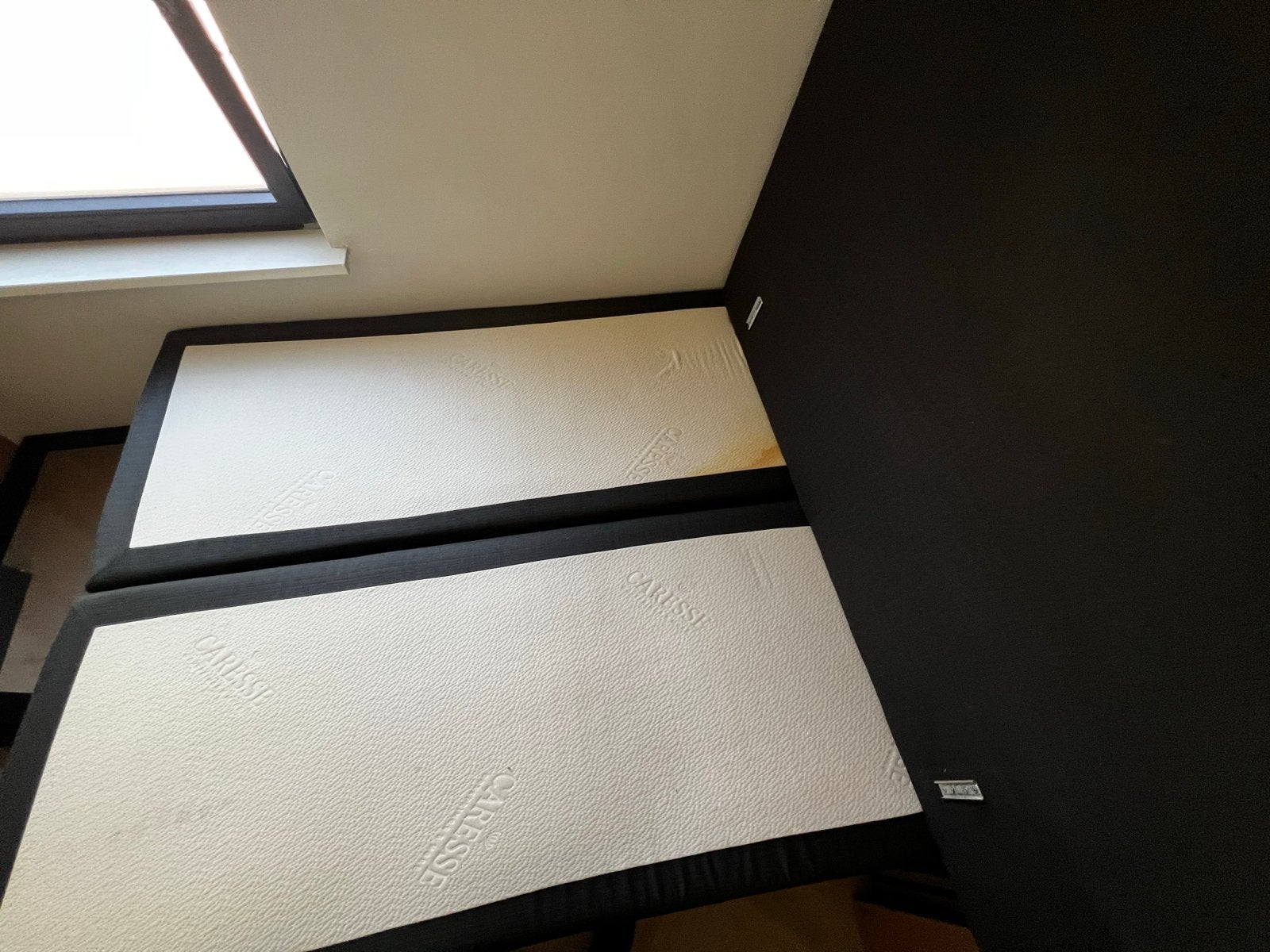 Tweepersoons boxspring met hoofdbord - Zwart, Ophalen, Gebruikt, Zwart, Tweepersoons