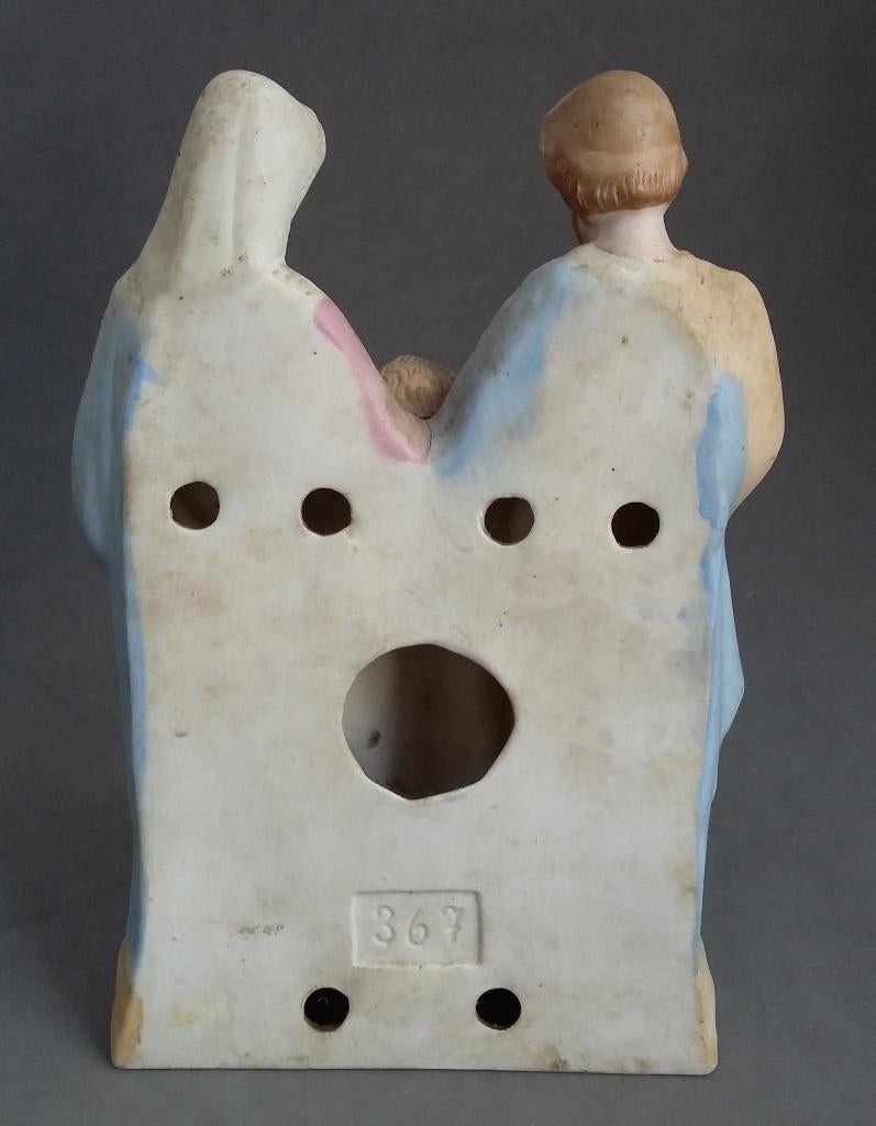 1850-1900 Biscuit Porselein Beeld Sculptuur HEILIGE FAMILIE, Ophalen of Verzenden