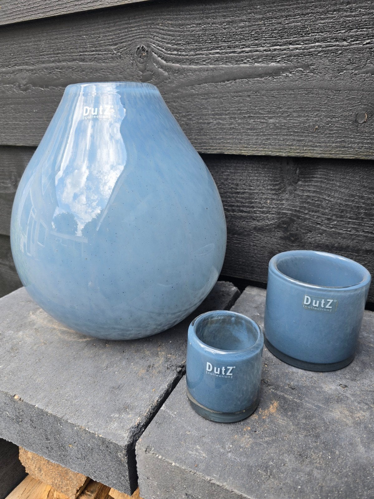 Dutz Collection Vaas - Blauw Glas, Ophalen, Zo goed als nieuw, Blauw, Glas
