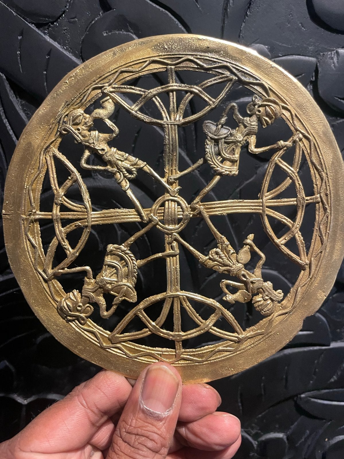 Decoratieve  Dhokra Bronzen Plaat - Indiaas Design, Ophalen of Verzenden, Brons