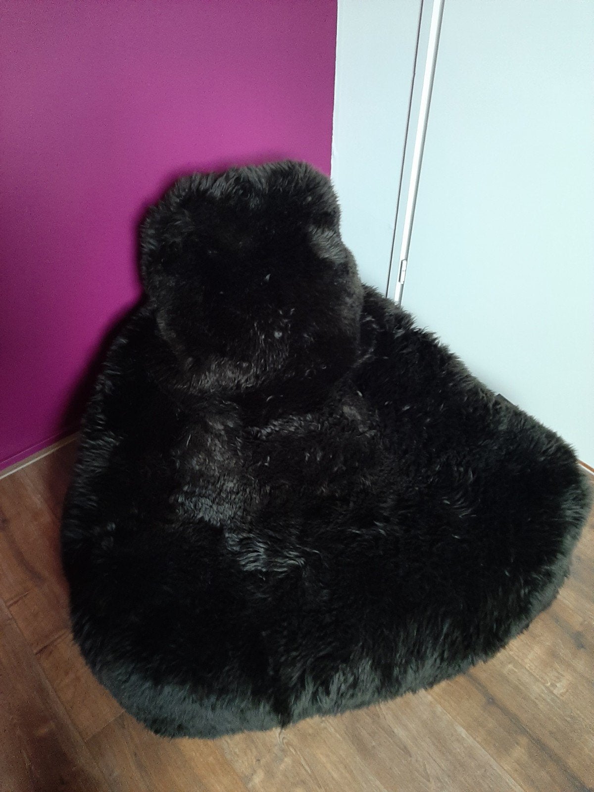 B-bag Extreme Lounging schapenvacht donker bruin zitzak., Ophalen, Nieuw, Bruin, Zitzakstoel