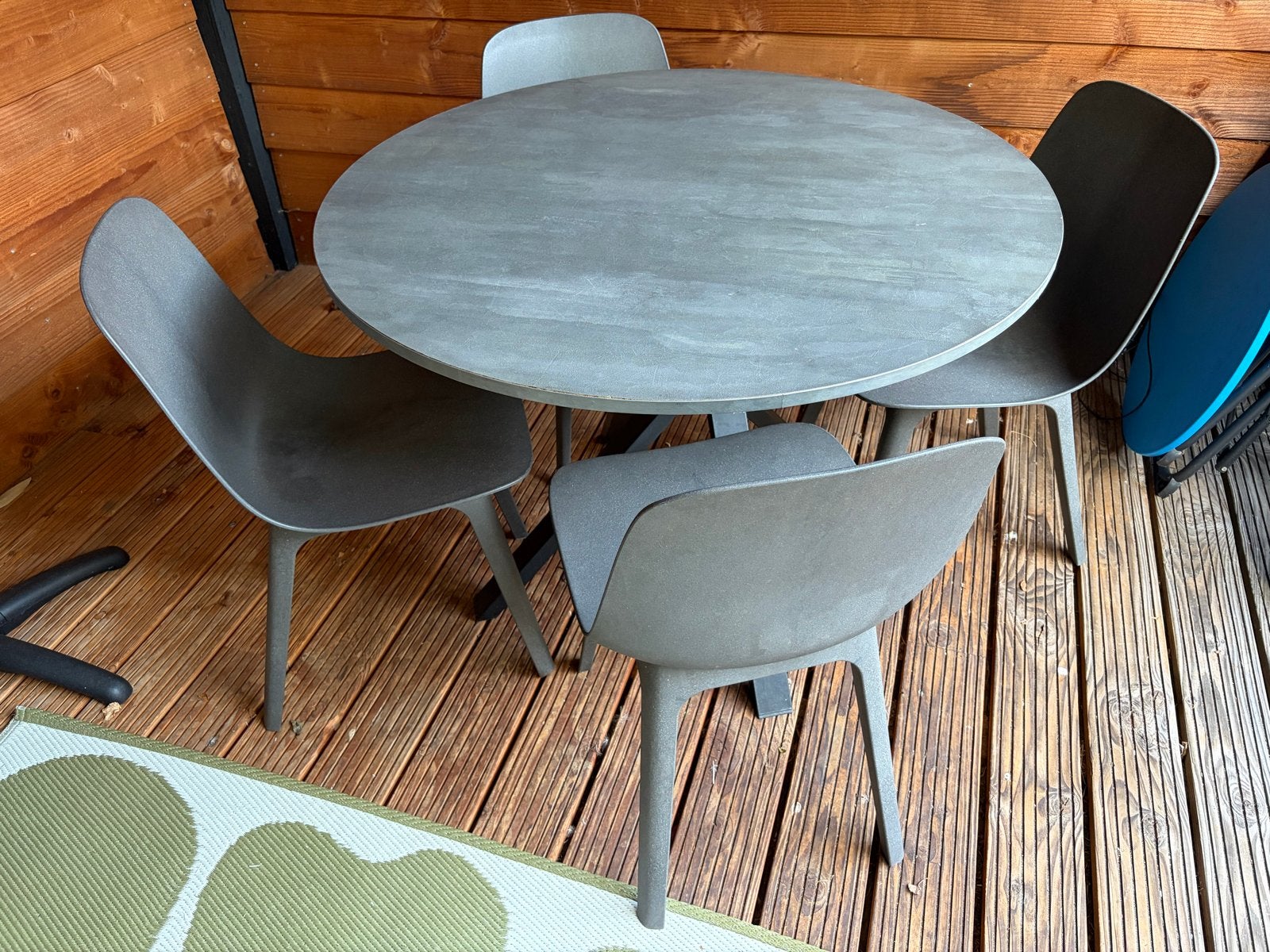Ronde tafel met 4 stoelen, Huis en Inrichting, Tafels | Eettafels, Ophalen, Gebruikt, 100 tot 150 cm, Rond