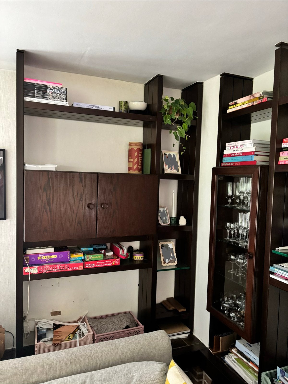 Verstelbare modulaire vintage kastenwand van Omnia, Huis en Inrichting, Ophalen, Glas, Met deur(en), 100 tot 150 cm