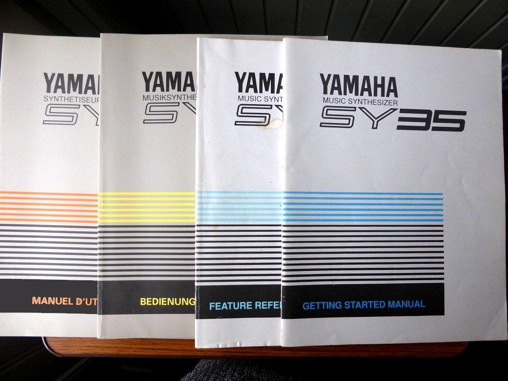 YAMAHA SY35 synthesizer - 4 originele handleidingen, Muziek en Instrumenten, Ophalen of Verzenden, Zo goed als nieuw, Keyboard of Synthesizer