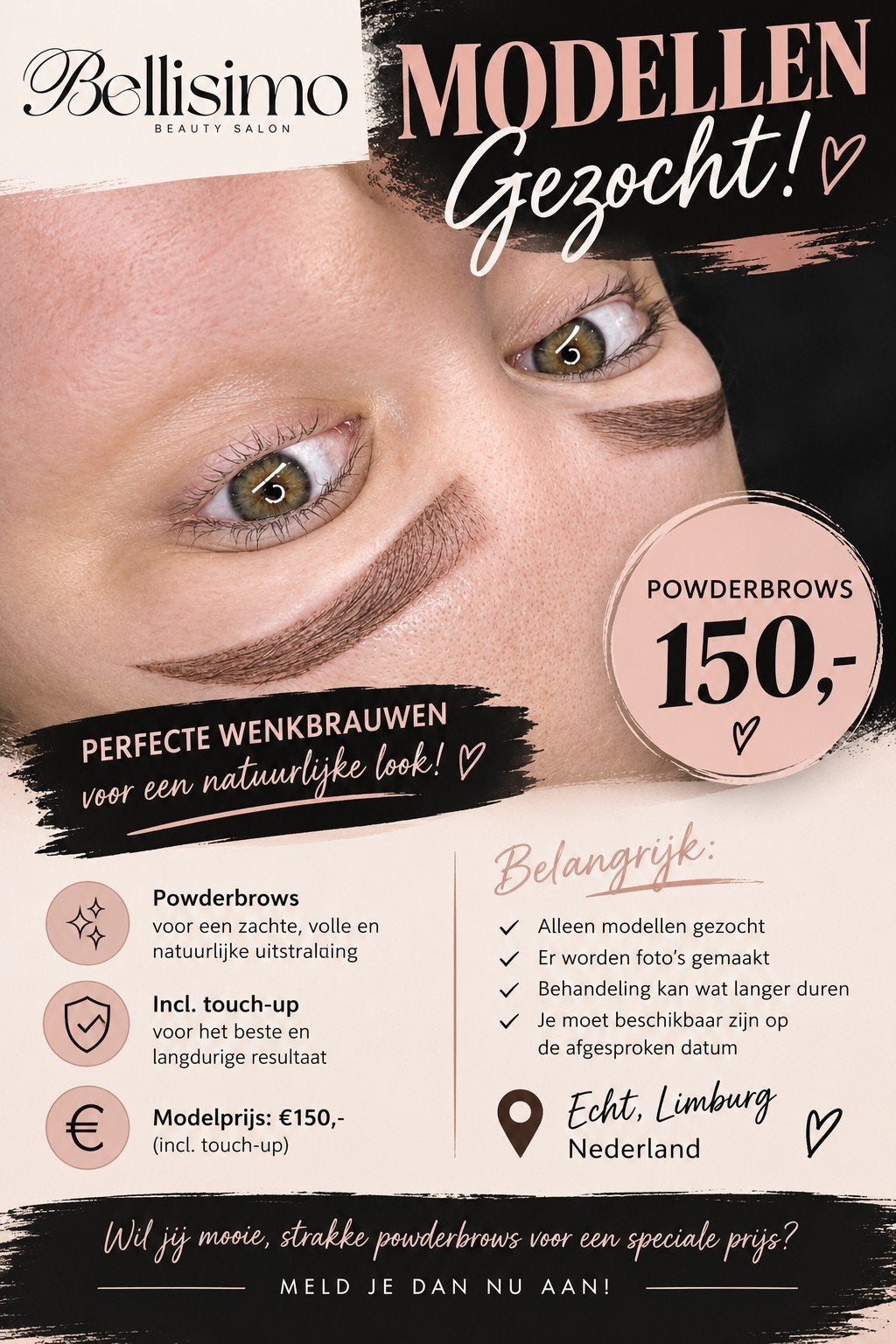 permanente make-up wenkbrauwen  behandeling, Ophalen of Verzenden, Nieuw, Gehele gezicht