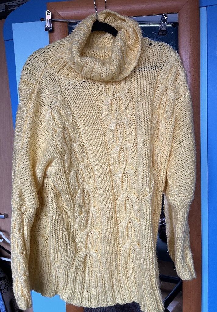 mooie warme gele gebreide trui 44/46 zgan, Verzenden, Zo goed als nieuw, Maat 46/48 (XL) of groter, Geel