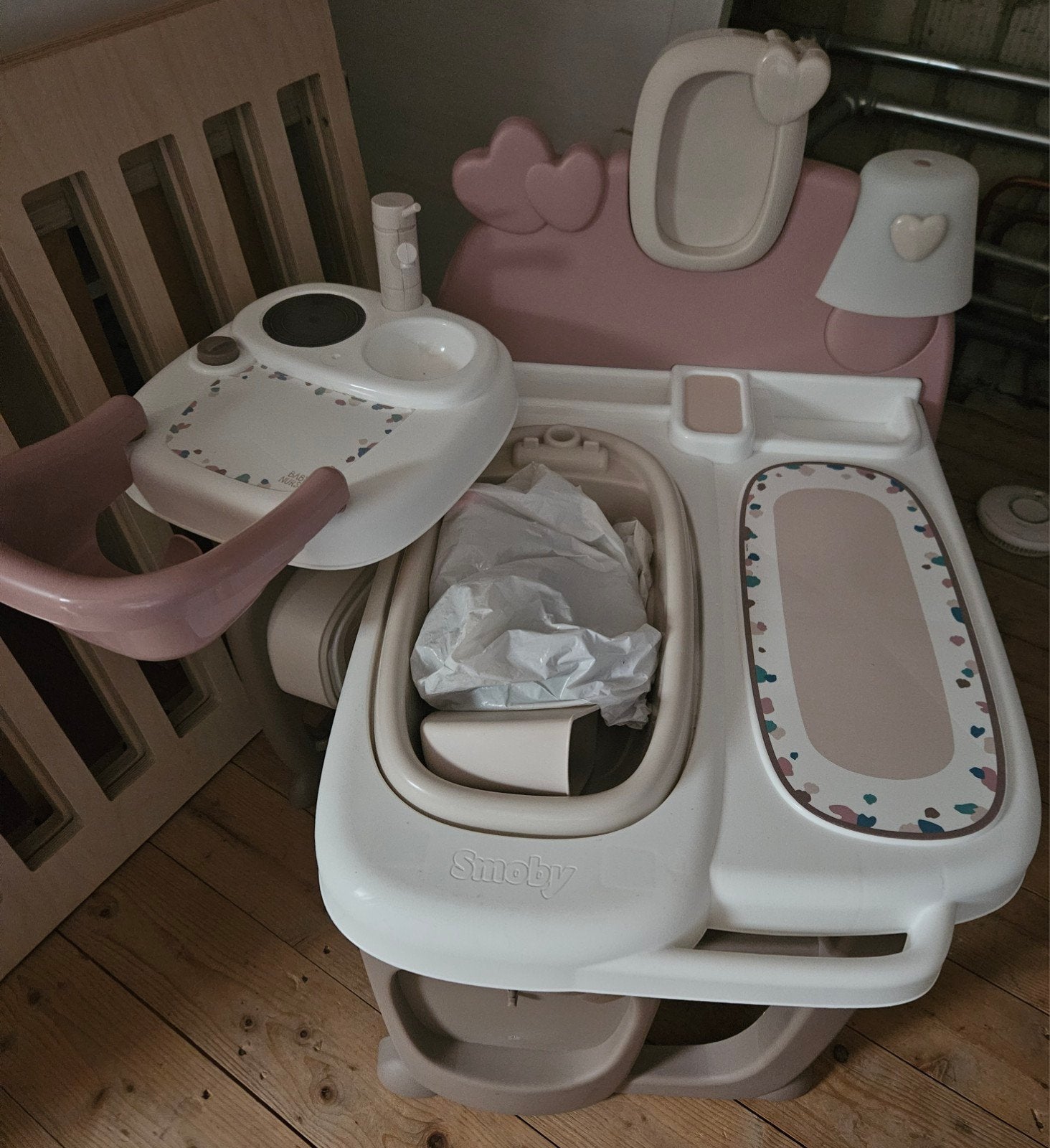 Smoby poppen verzorgingstafel, Kinderen en Baby's, Ophalen, Zo goed als nieuw, Babypop