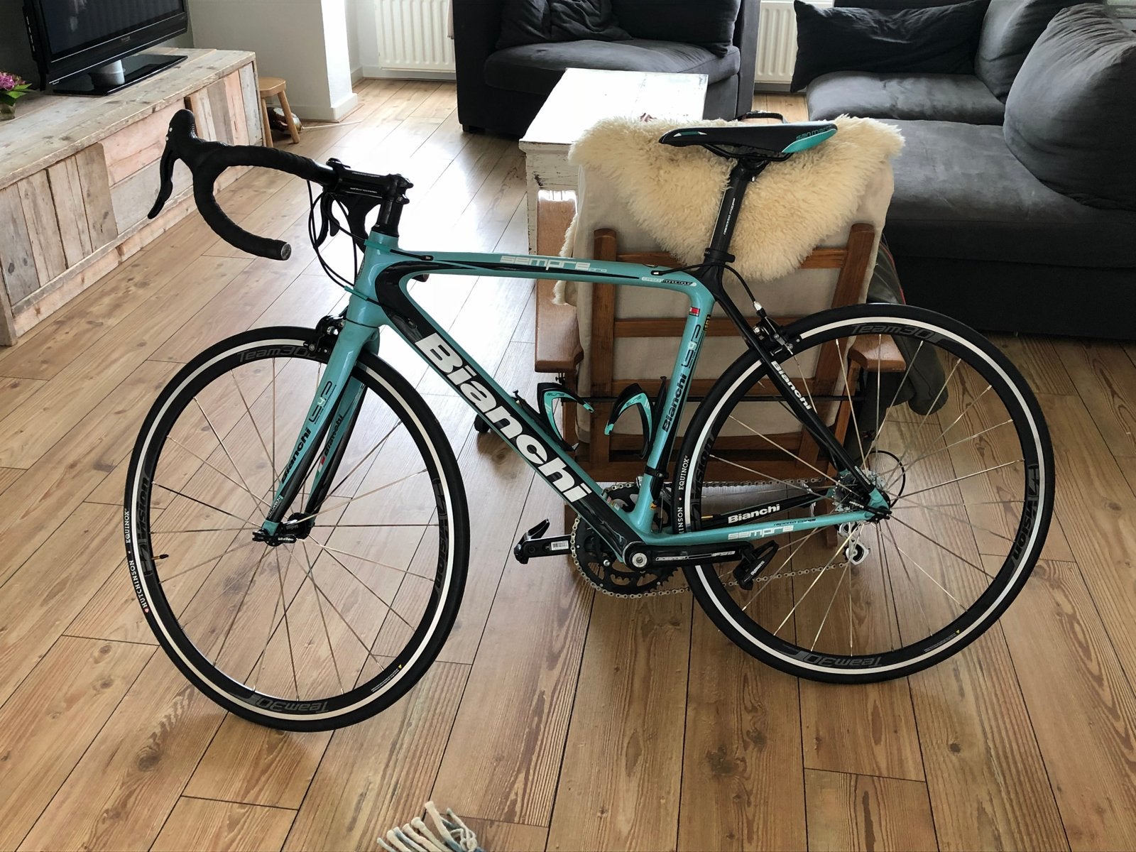 Bianchi Sempre Pro racefiets - Campagnolo Veloce - 55 cm, Fietsen en Brommers, Fietsen | Racefietsen, Gebruikt, Aluminium, Meer dan 20 versnellingen