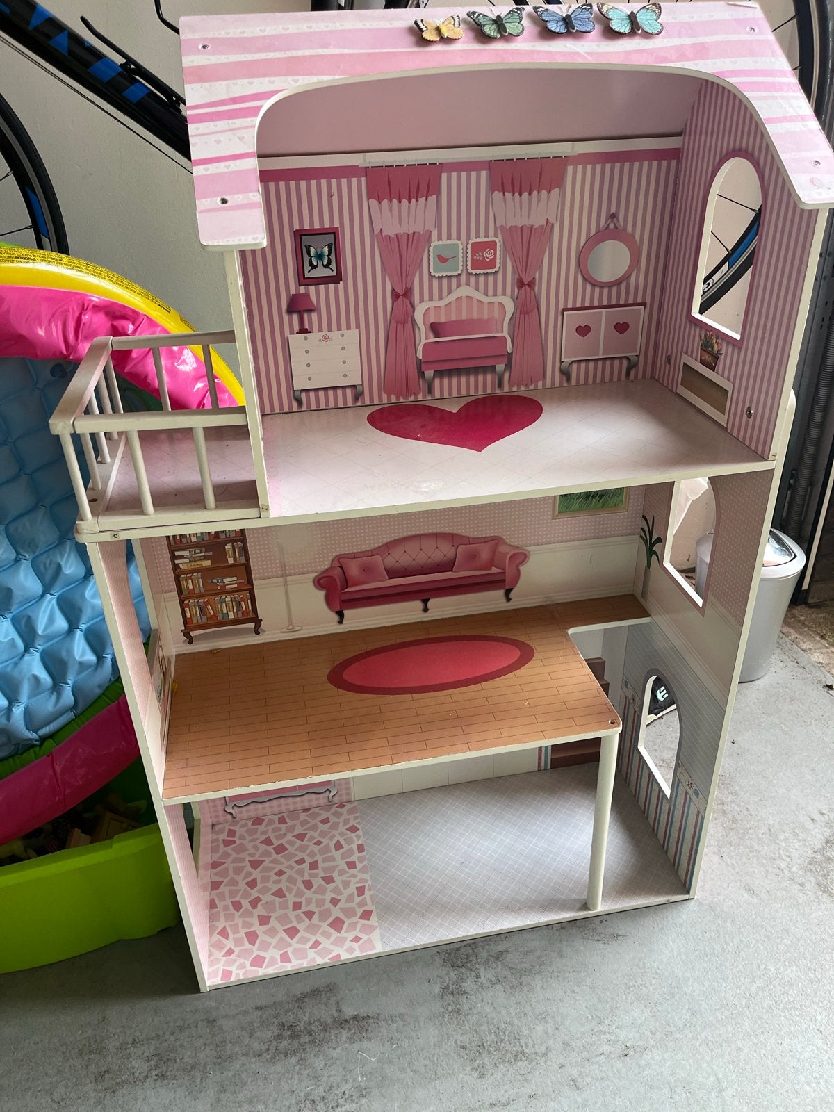 Groot roze poppenhuis met 3 verdiepingen, Ophalen, Gebruikt, Overige typen