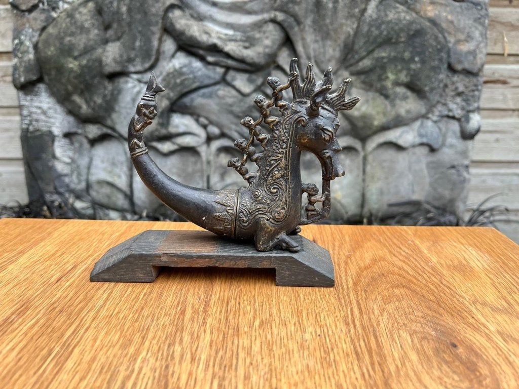Sumatraanse Naga Morsarang Indonesie brons wezen, 13 cm, Handgemaakt, Ophalen of Verzenden, Meerkleurig