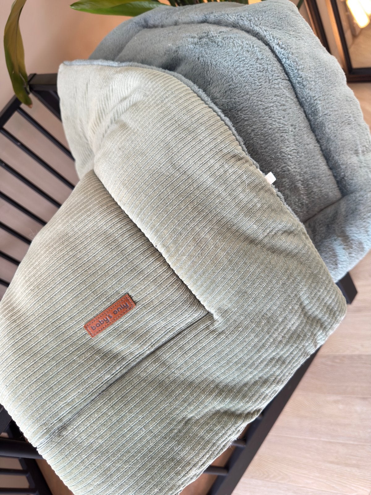 Baby's Only boxkleed, ribstof en teddy groen, Kinderen en Baby's, Boxen, Ophalen, Zo goed als nieuw, Rechthoekig, Boxkleed