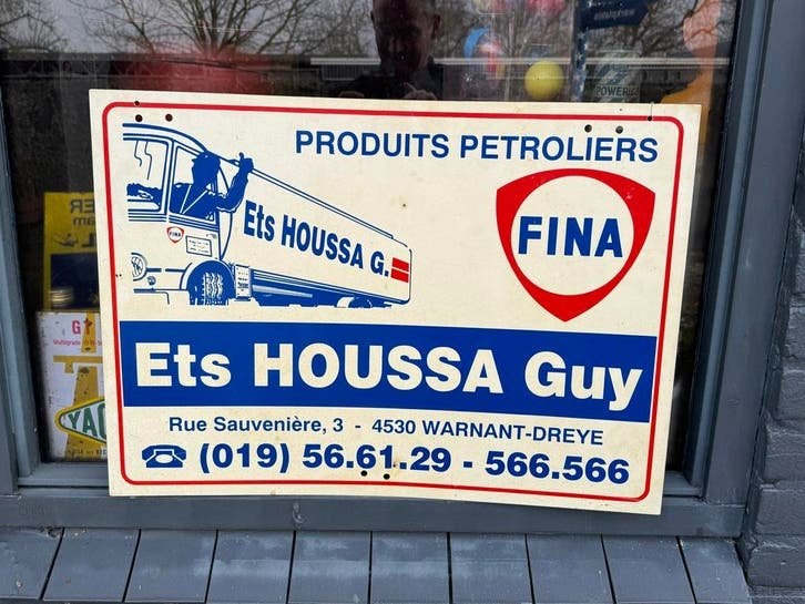 Vintage FINA Reclamebord, Reclamebord, Gebruikt, ., Ophalen of Verzenden