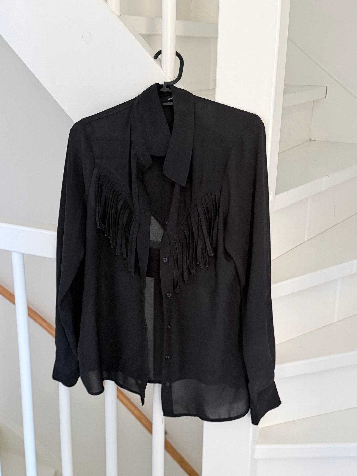 Vero Moda Zwarte Blouse met Franjes, Ophalen of Verzenden, Gedragen, Maat 36 (S), Zwart