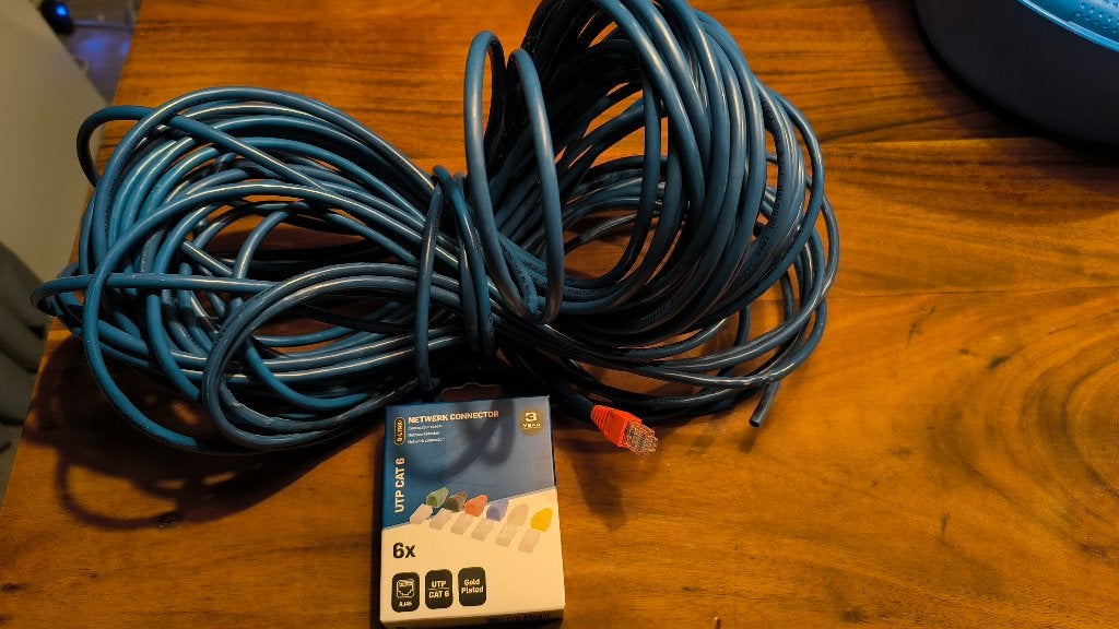 Cat 6 Ftp kabel met afscherming 25 mtr BLAUW, Computers en Software, Pc- en Netwerkkabels, Ophalen of Verzenden, Gebruikt