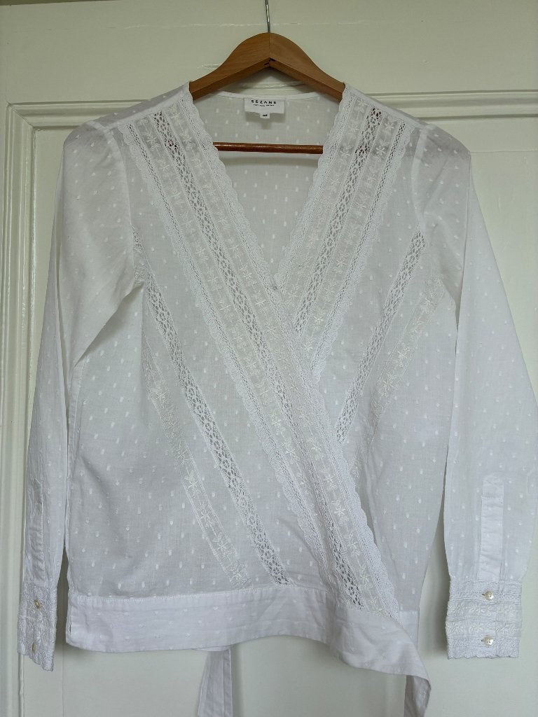 Sezane Blouse wit 38 M, Kleding | Dames, Maat 38/40 (M), Wit, Ophalen of Verzenden, Zo goed als nieuw