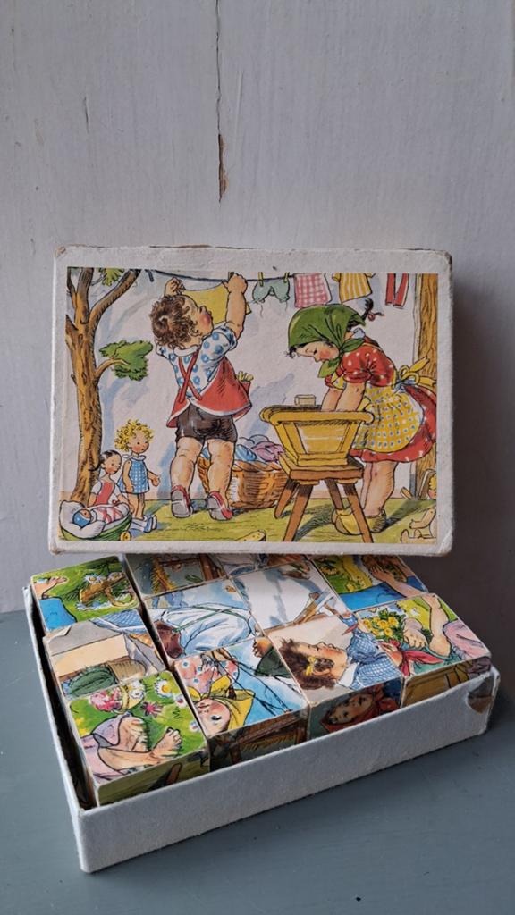 Vintage blokken puzzel, Ophalen of Verzenden, Gebruikt