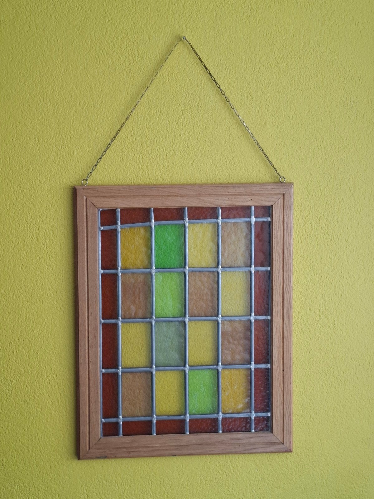 2x Glas in lood raamhanger met houten frame, Ophalen
