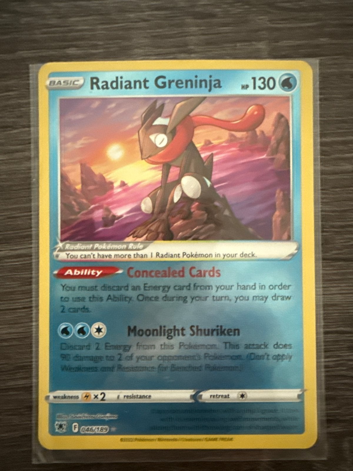 Radiant Greninja Pokémon Kaart (046/189) - Zo goed als nieuw, Ophalen of Verzenden, Zo goed als nieuw, Losse kaart