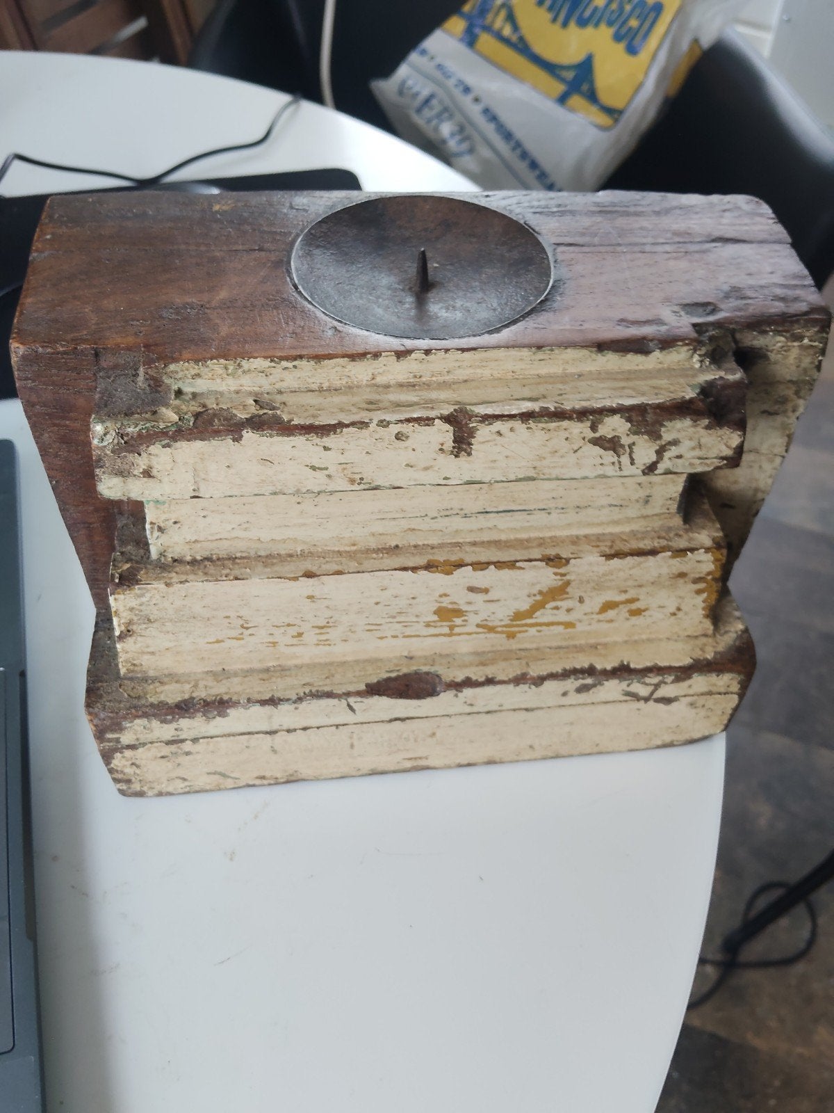 Robuuste Houten Kandelaar - Stoer & Sober (Wabi-Sabi), Ophalen, Overige materialen