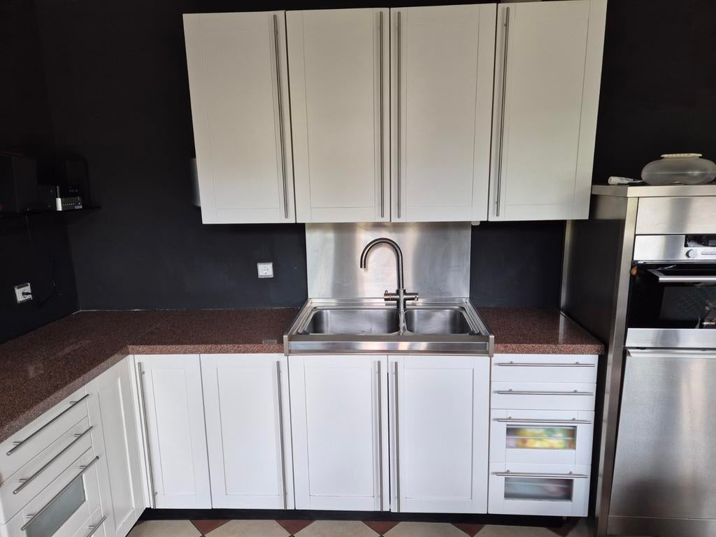 Poggenpohl hoekkeuken, Huis en Inrichting, Keuken | Complete keukens, Gebruikt, Hoekkeuken, Wit, Graniet of Steen, Hoogglans of Gelakt