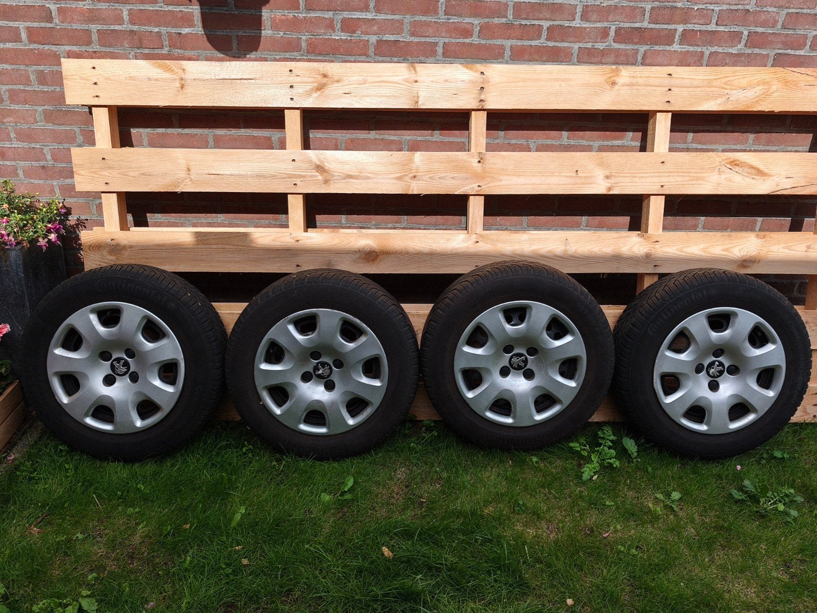 Winterbanden set Peugeot 308SW - Continental 195/65 R15, Ophalen, Gebruikt, 15 inch, Banden en Velgen