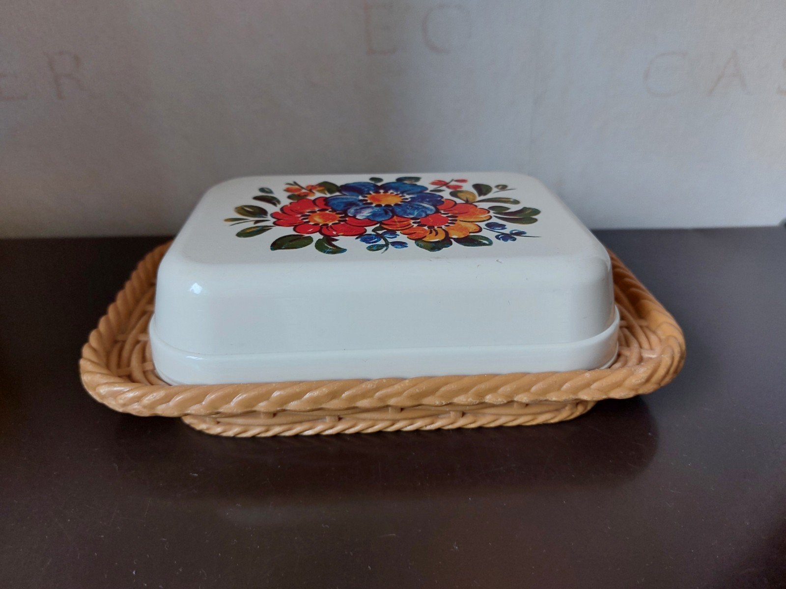 Vintage kunststof botervloot Emsa bloemen, Verzamelen, Ophalen of Verzenden, Huis en Inrichting