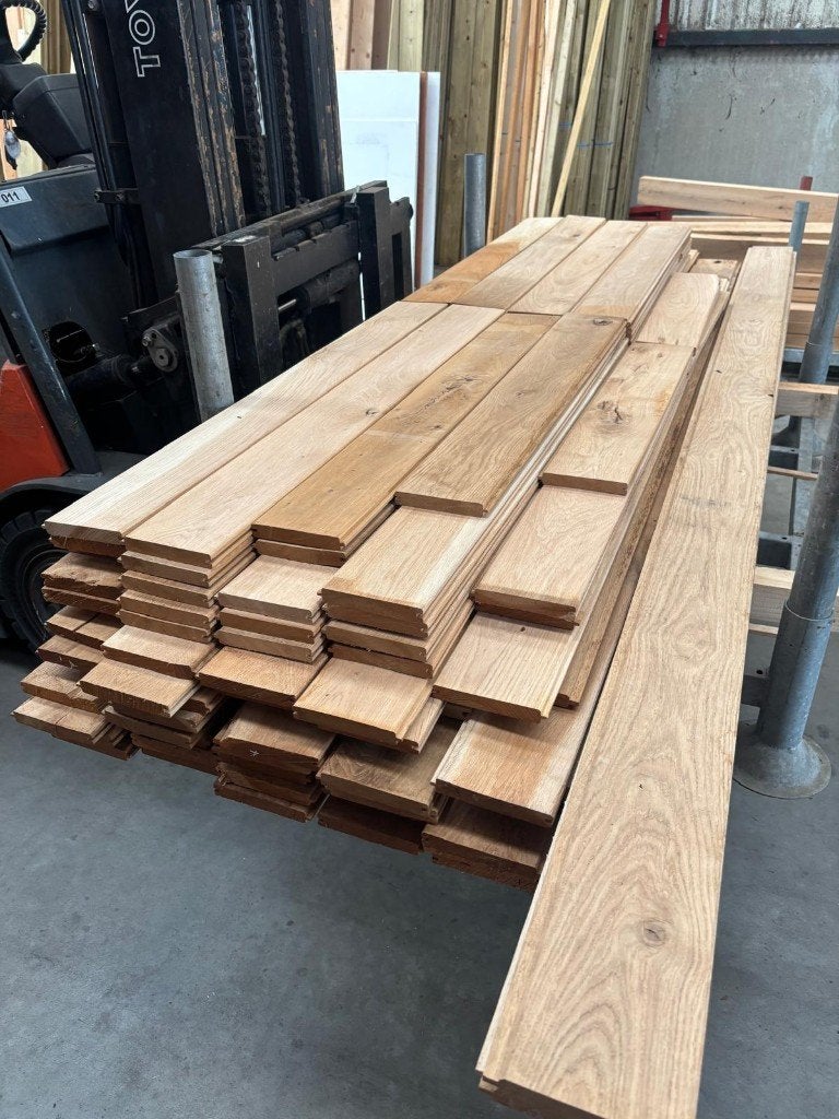 Eiken vellingdeel 18x128 mm, Tuin en Terras, Ophalen, Nieuw, 250 cm of meer, Planken