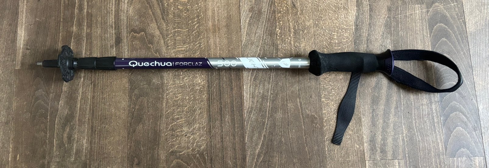 Quecha Forclaz 500 light wandelstok paars zilver, Ophalen of Verzenden, Verstelbaar, Gebruikt