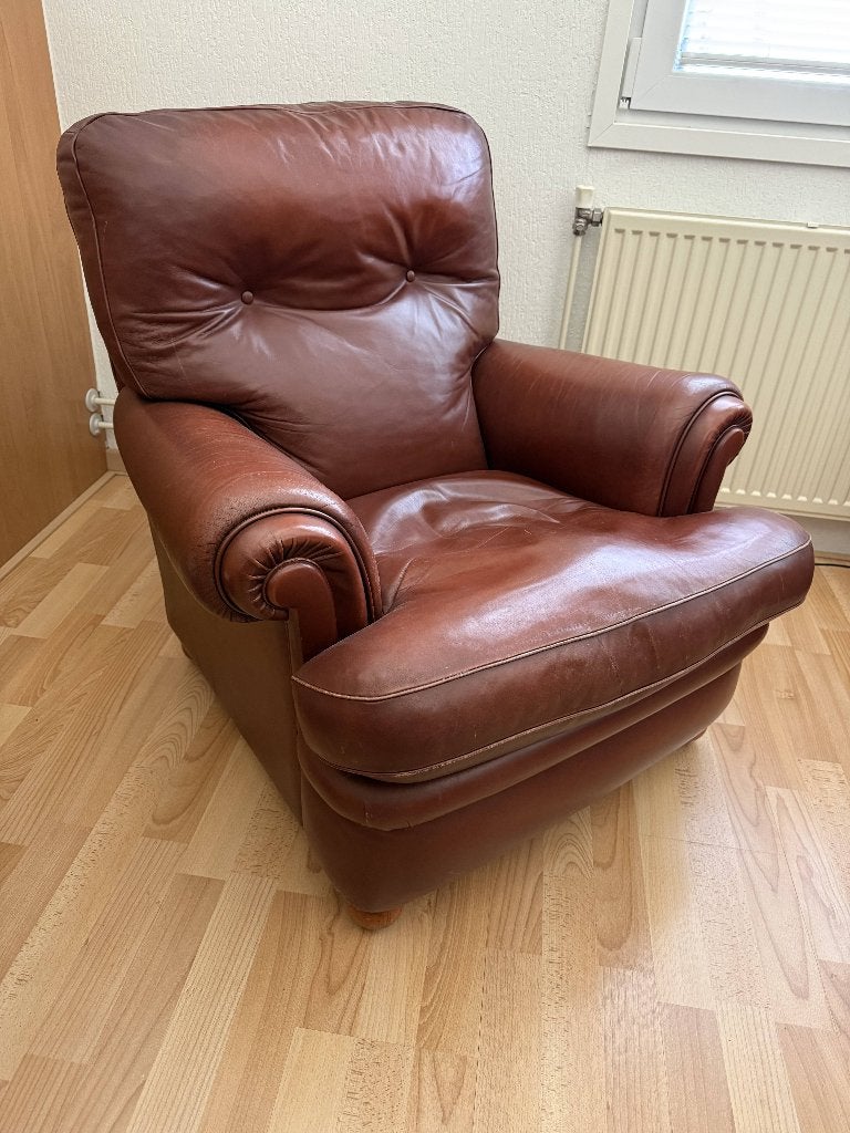 Klassiek leren stoel, Ophalen, Gebruikt, 50 tot 75 cm, Leer