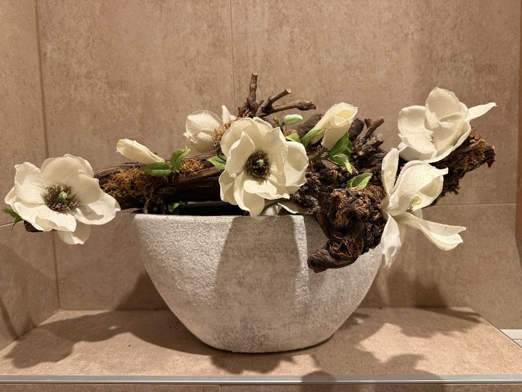 Set van 2 luxe zijden bloemendecoraties in pot, Ophalen, Binnen, Overige merken, Natuurlijk materiaal