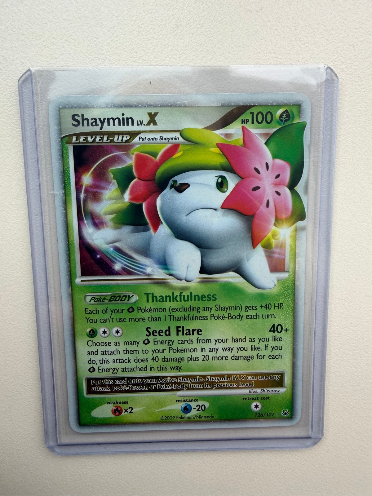 Shaymin LV.X Pokémon kaart - Zo goed als nieuw, Ophalen of Verzenden, Zo goed als nieuw, Losse kaart, Foil