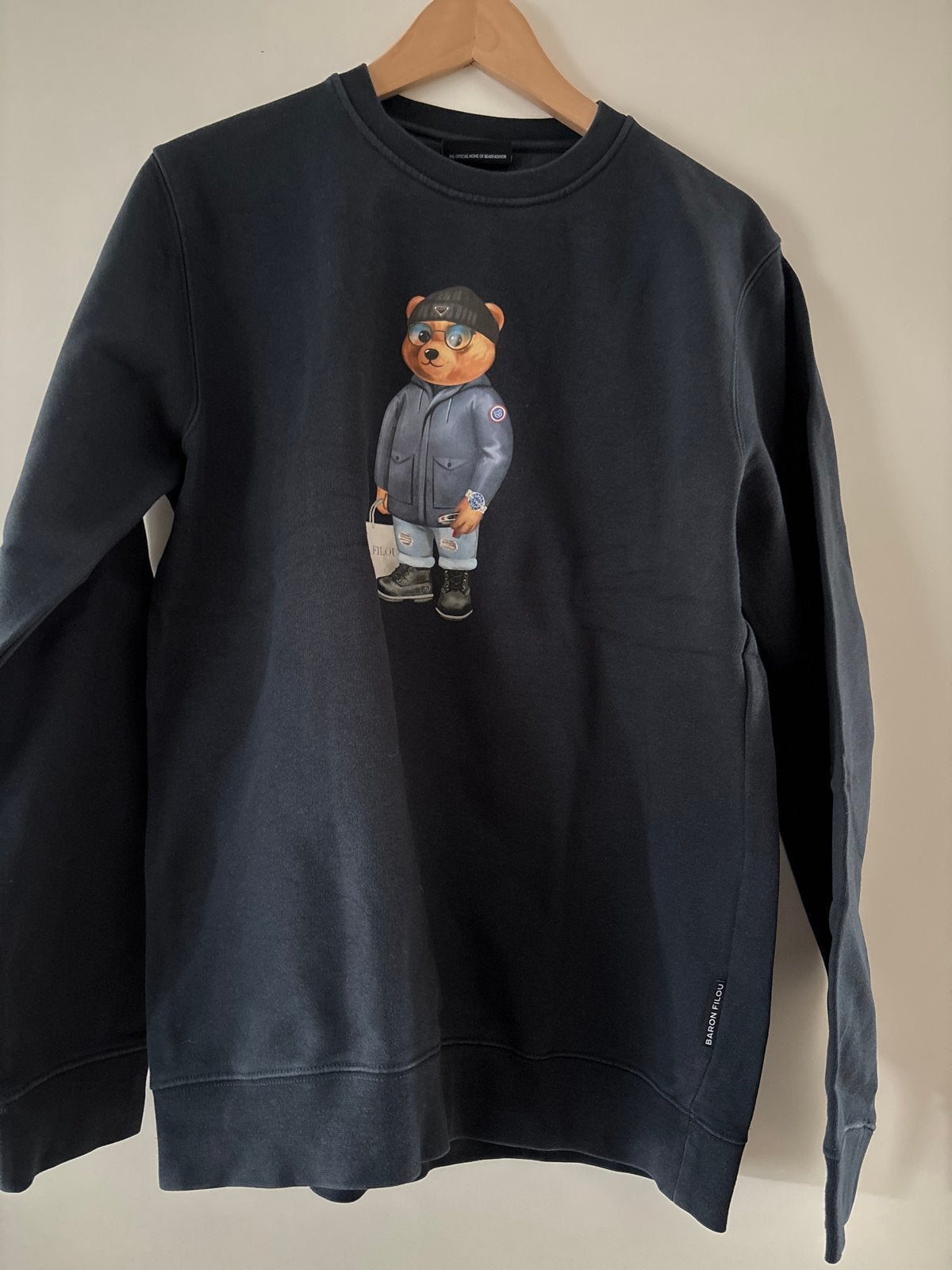Baron Filou sweater met teddybeer print - Maat L, Kleding | Heren, Ophalen of Verzenden, Zo goed als nieuw, Maat 52/54 (L), Blauw