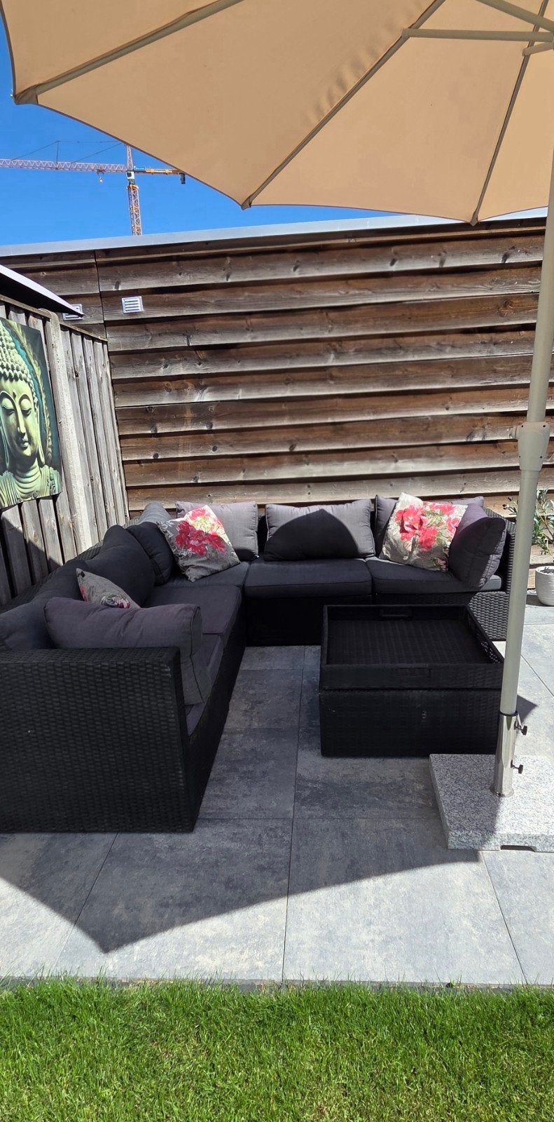 Wicker Loungeset incl kussens, Tuin en Terras, Ophalen, 5 zitplaatsen, Gebruikt, Loungeset