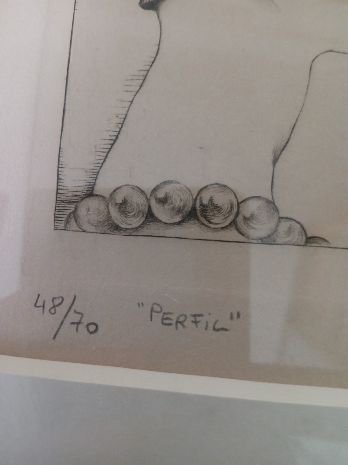 Gesigneerde en genummerde ets "PERFIL", Portret, Ophalen of Verzenden, Gesigneerd, 1950 - 1999